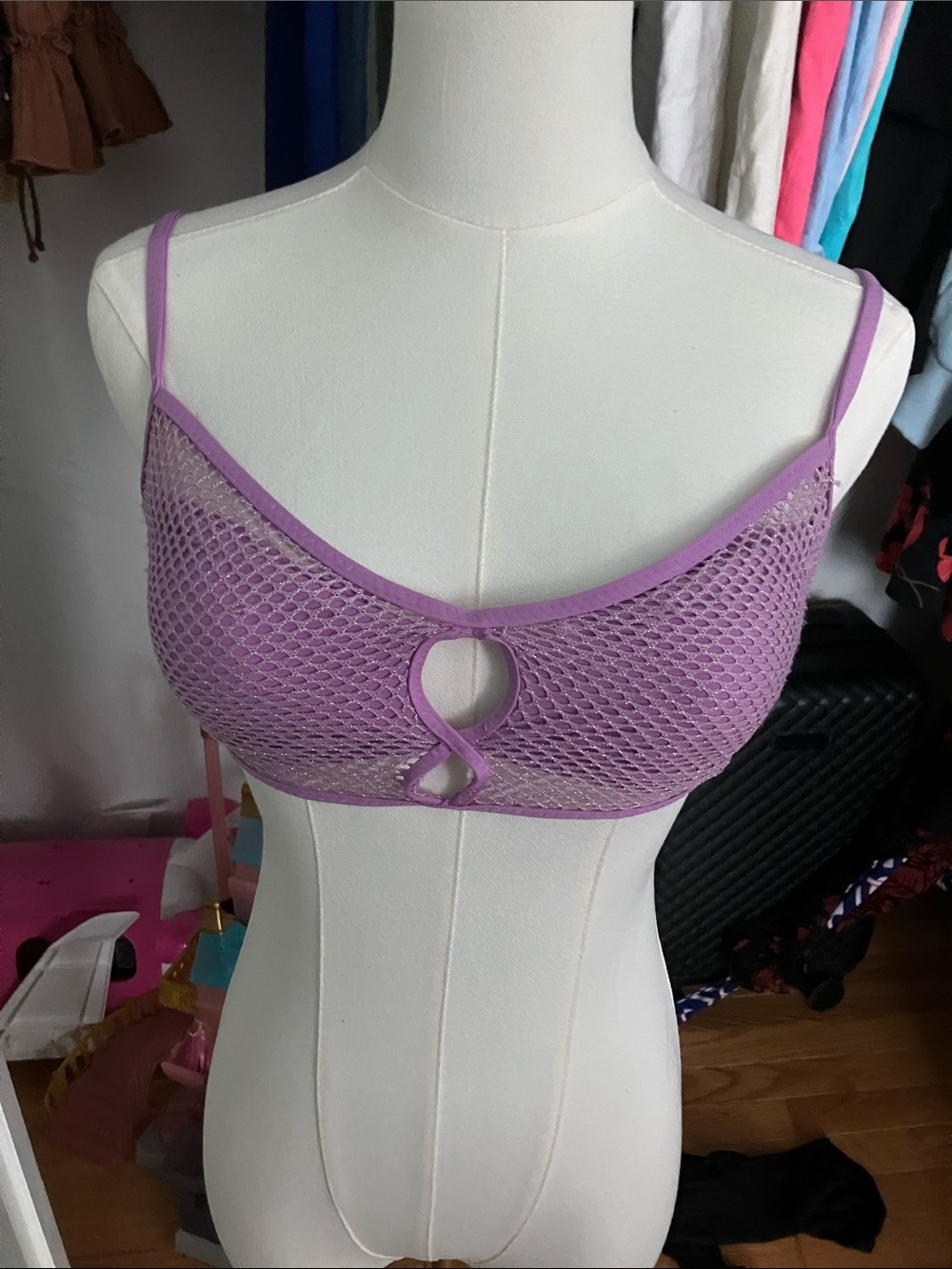 BECCA Lilac Mesh Cutout Bikini Top